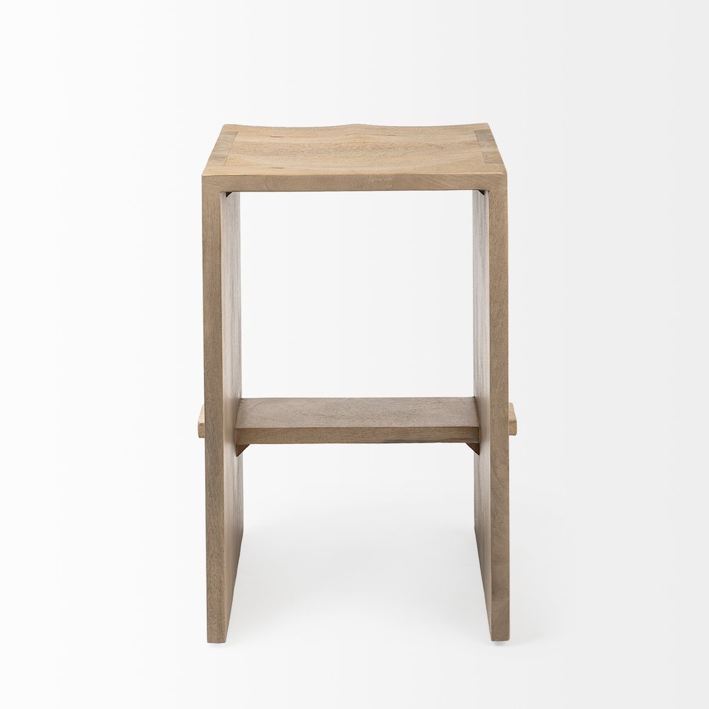 26" Seat Height Light Brown Wood Counter Stool. Picture 6