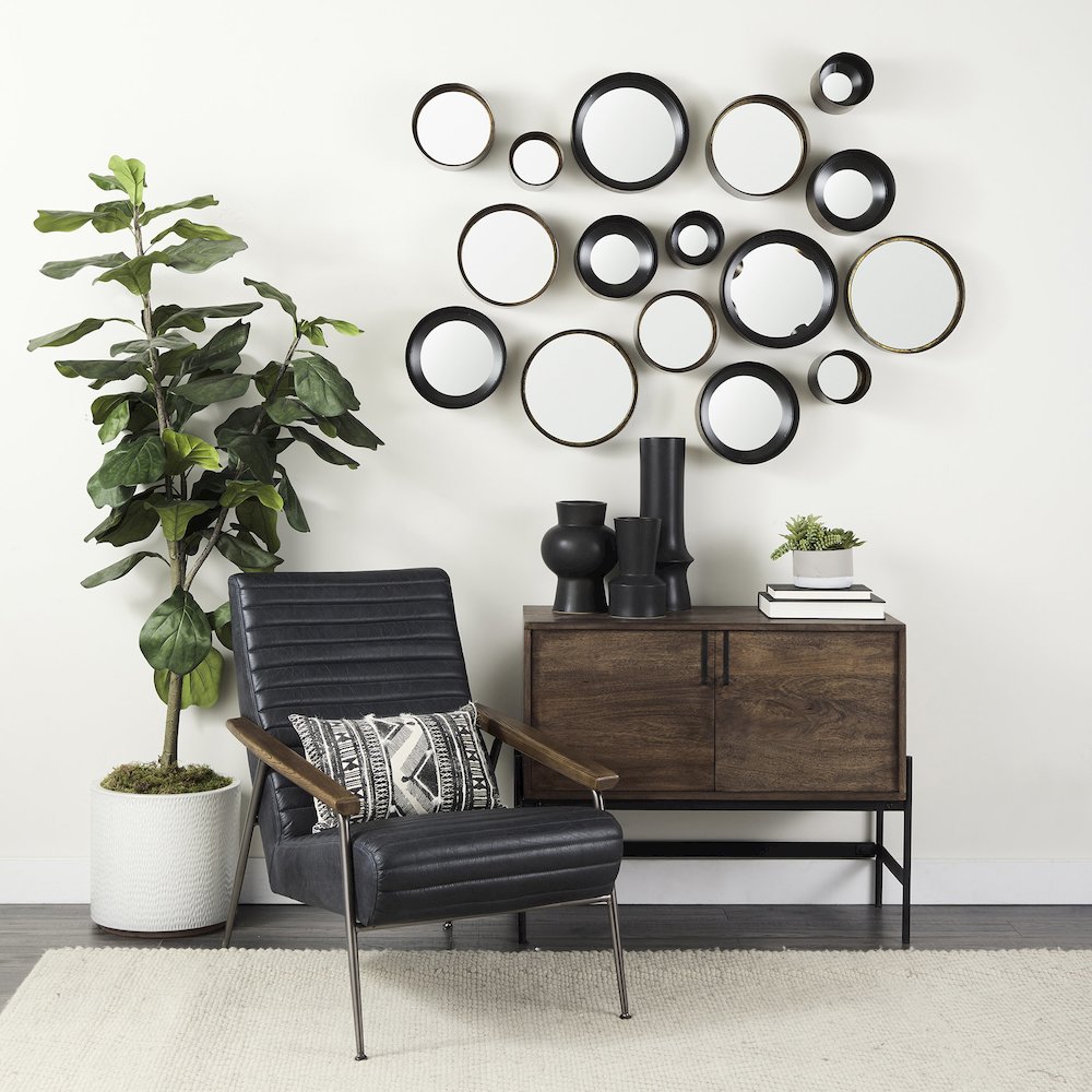 38L X 16W X 30H Dark Brown Wood Black Iron Frame, 2 Door Accent Cabinet. Picture 5