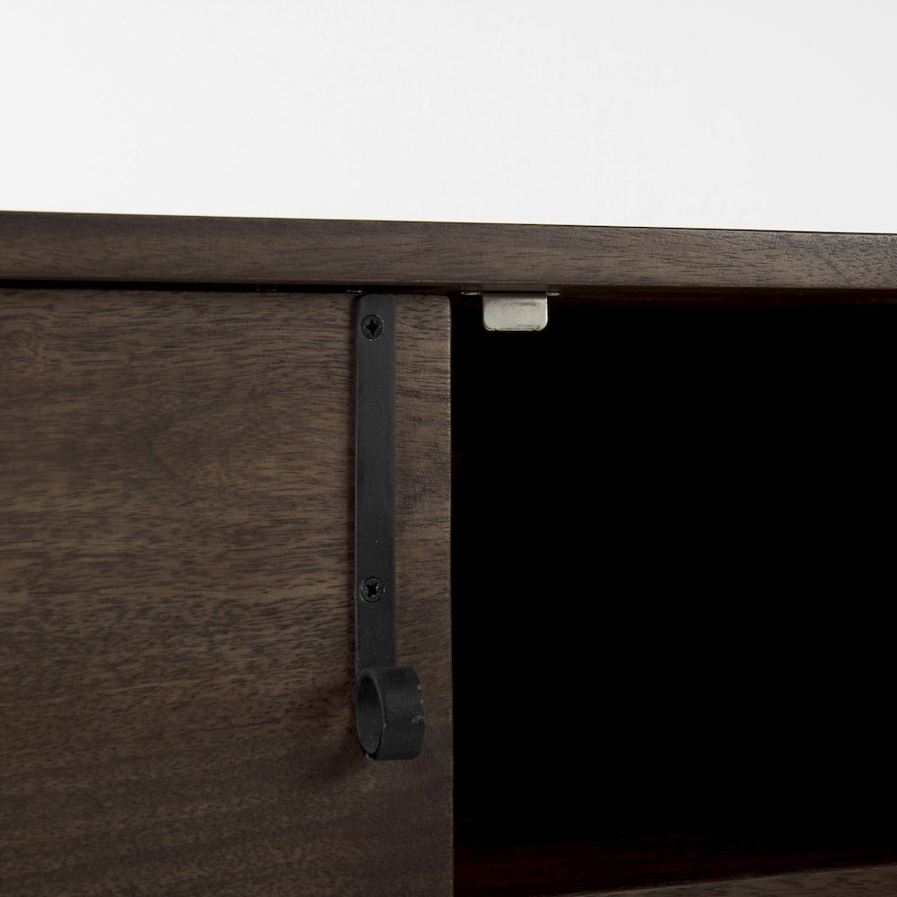 38L X 16W X 30H Dark Brown Wood Black Iron Frame, 2 Door Accent Cabinet. Picture 11