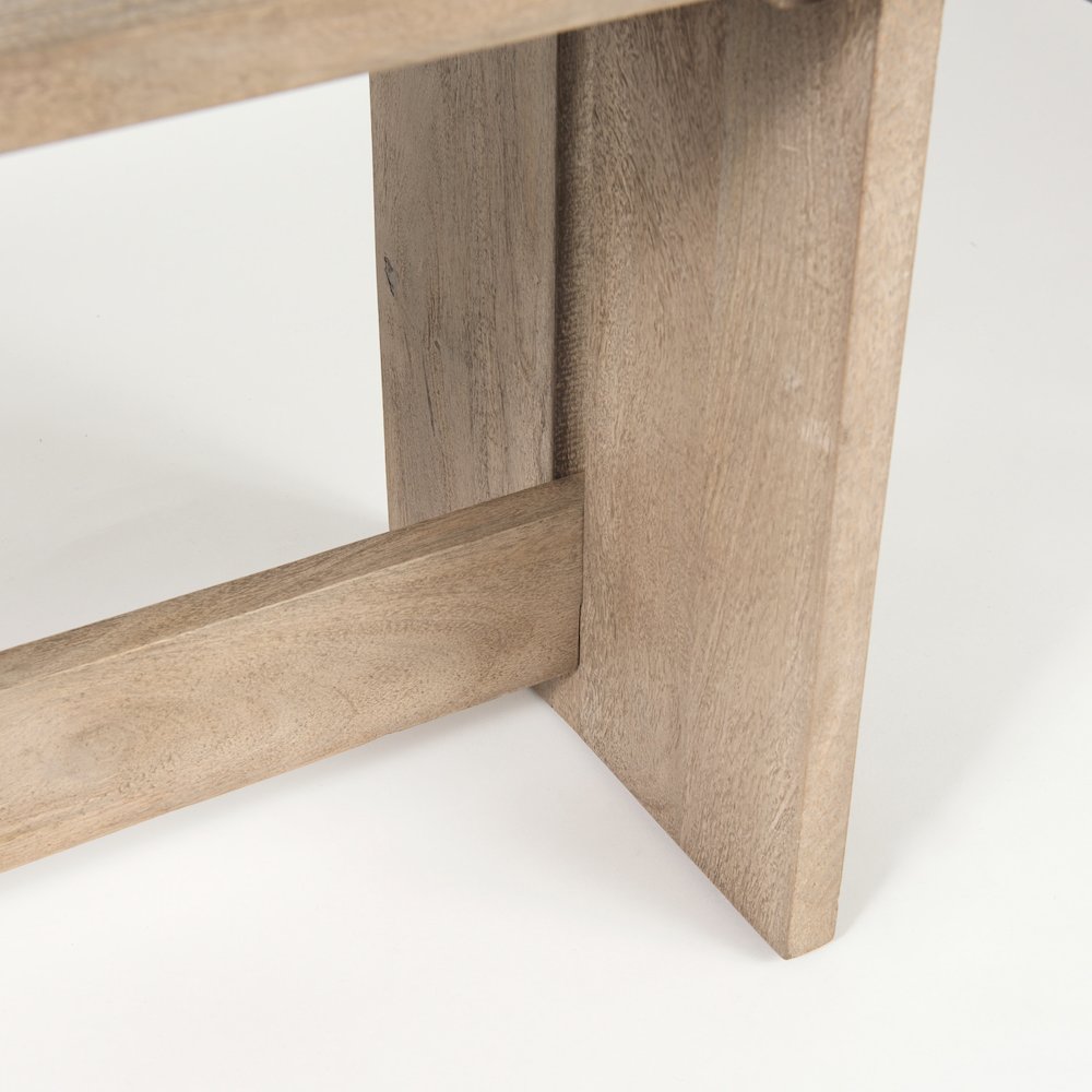 18H Light Gray Wood Dining Bench. Picture 4