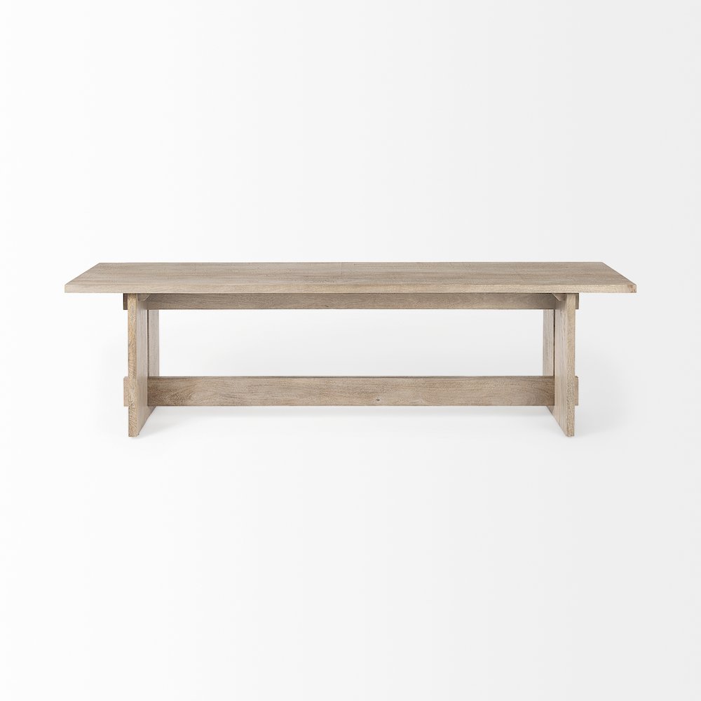 18H Light Gray Wood Dining Bench. Picture 9