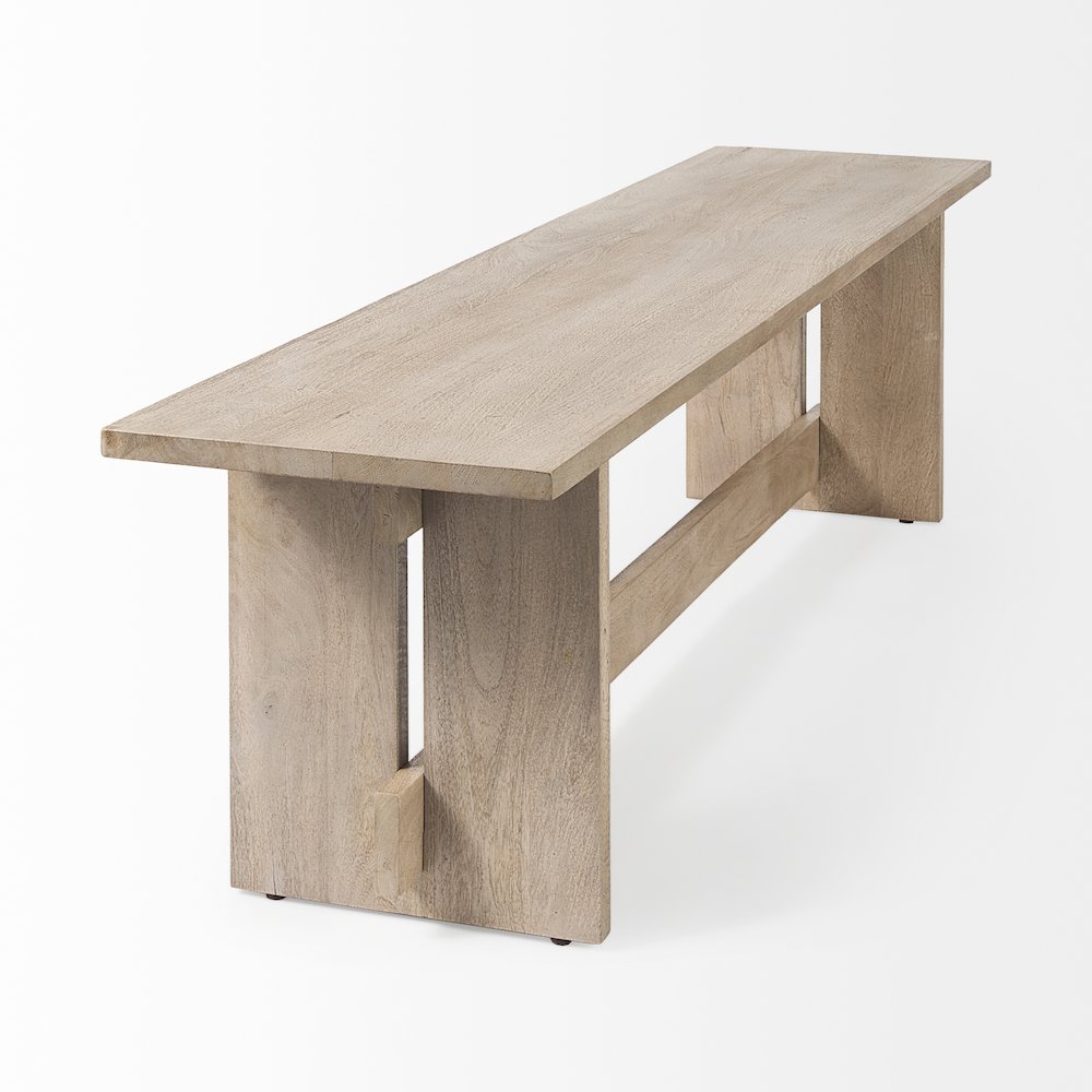 18H Light Gray Wood Dining Bench. Picture 11