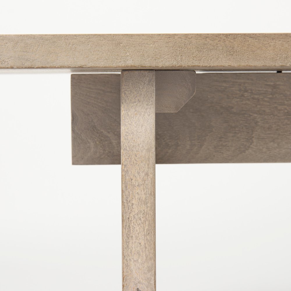 18H Light Gray Wood Dining Bench. Picture 12