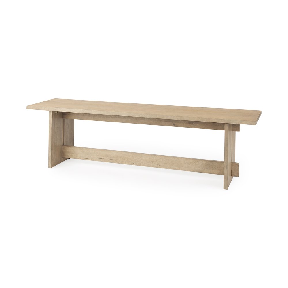 18H Light Brown Wood Dining Bench. Picture 1