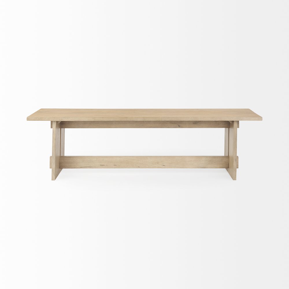 18H Light Brown Wood Dining Bench. Picture 5