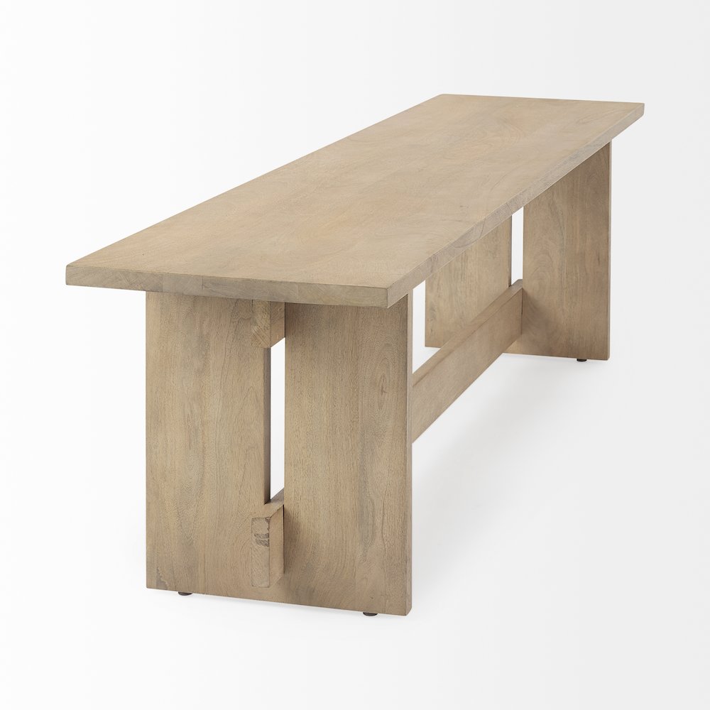 18H Light Brown Wood Dining Bench. Picture 7