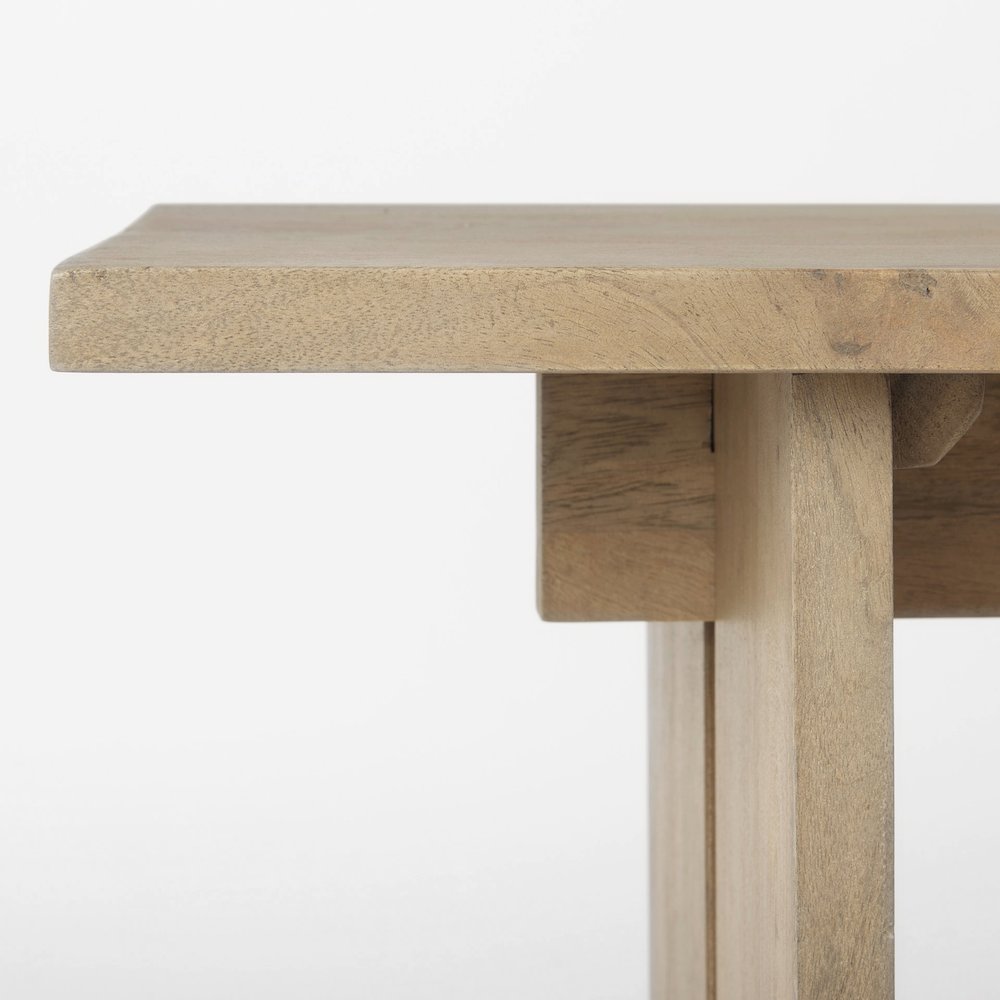 18H Light Brown Wood Dining Bench. Picture 9