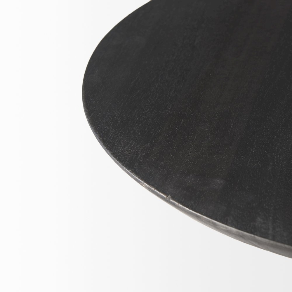 Maxwell 20" Round Dark Brown Wood Black Metal Pedestal Side Table. Picture 2