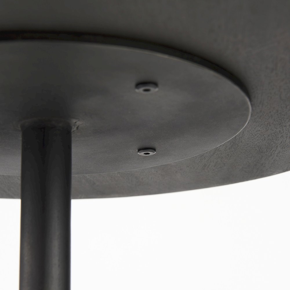 Maxwell 20" Round Dark Brown Wood Black Metal Pedestal Side Table. Picture 3
