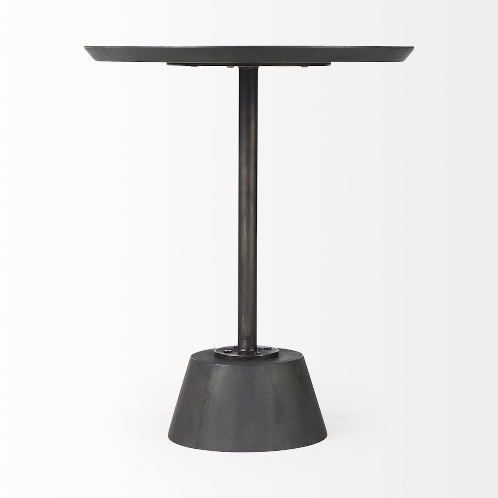 Maxwell 20" Round Dark Brown Wood Black Metal Pedestal Side Table. Picture 11