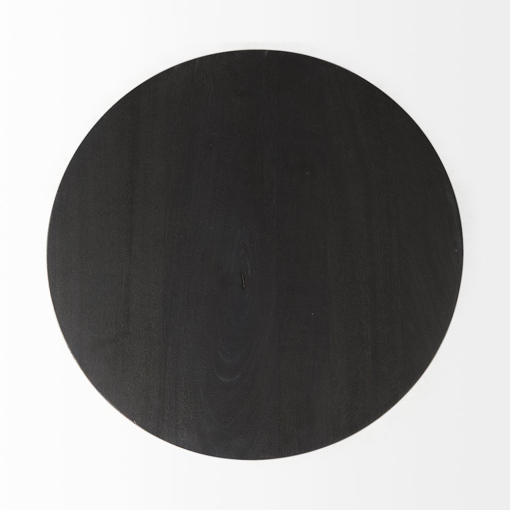 Maxwell 20" Round Dark Brown Wood Black Metal Pedestal Side Table. Picture 12