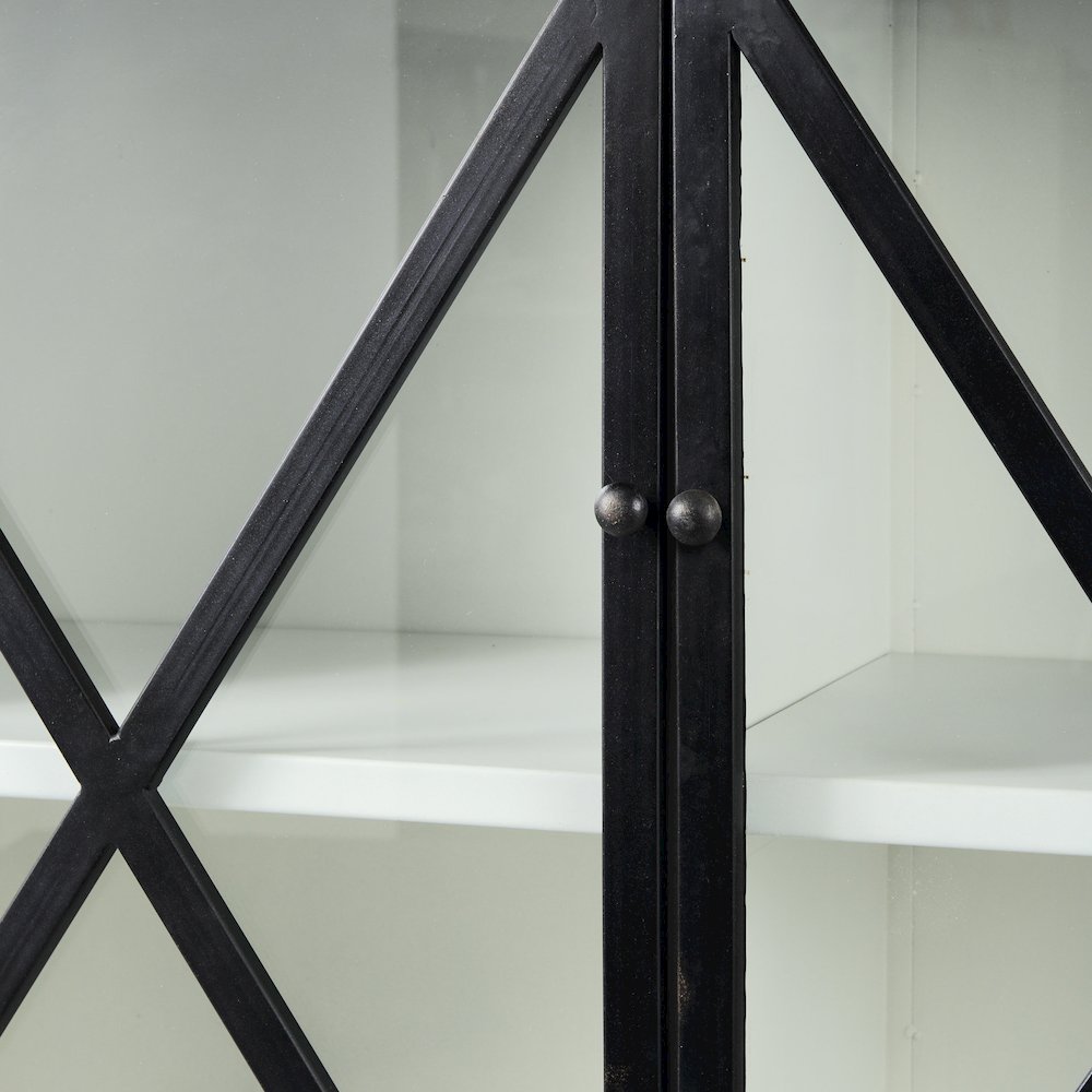 Dimitra 62.0L x 32.0W x 36.0H Dark IronGlass Doors Kitchen Island. Picture 3
