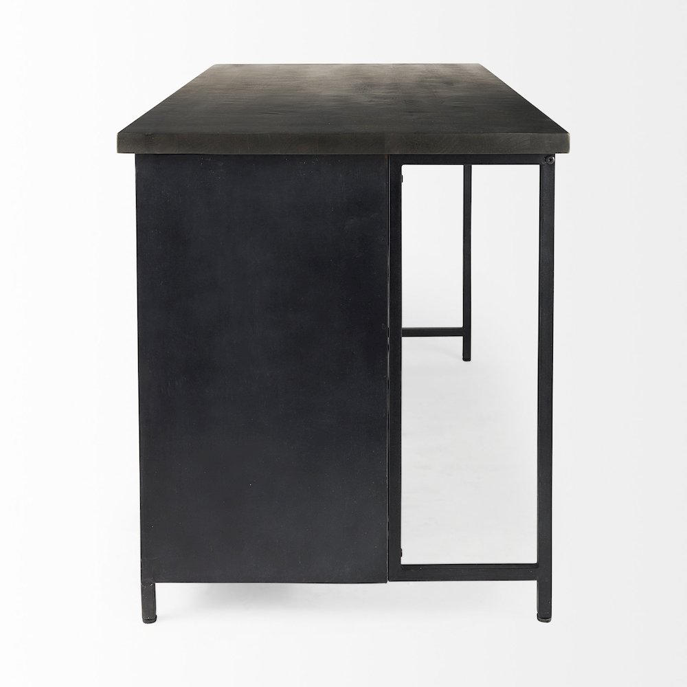 Dimitra 62.0L x 32.0W x 36.0H Dark IronGlass Doors Kitchen Island. Picture 11