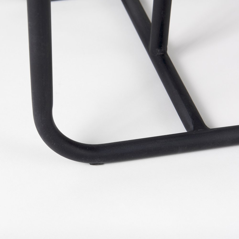 Kyra White Marble TopBlack Iron Frame C-Shaped End and Side Table. Picture 2