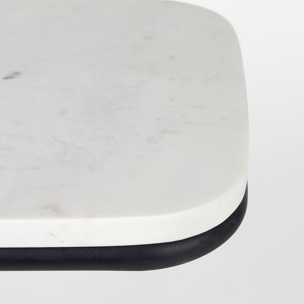 Kyra White Marble TopBlack Iron Frame C-Shaped End and Side Table. Picture 9