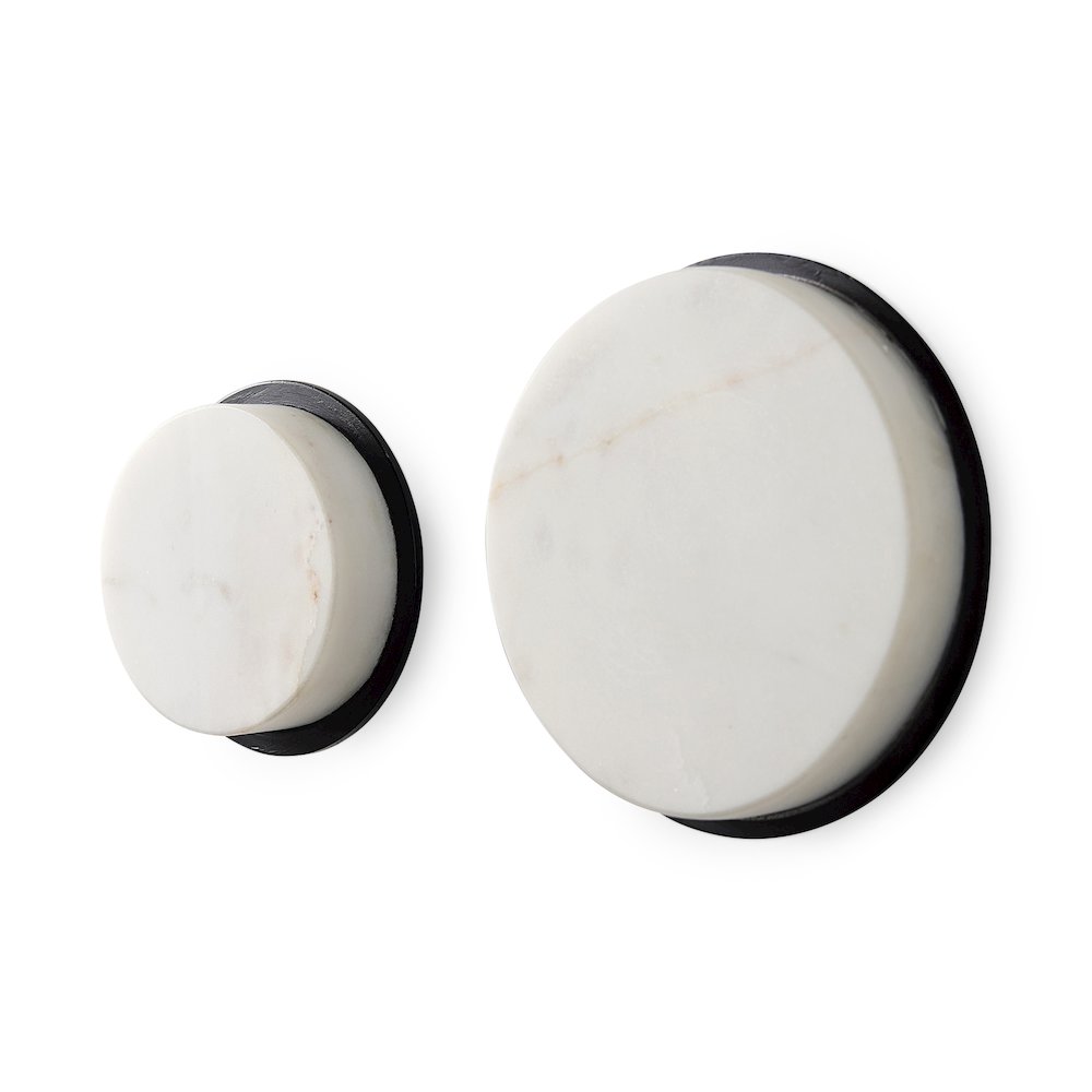5.0 L X 5.0 W X 3.0 H White Marble Set Of 2 Wall Hooks. Picture 1