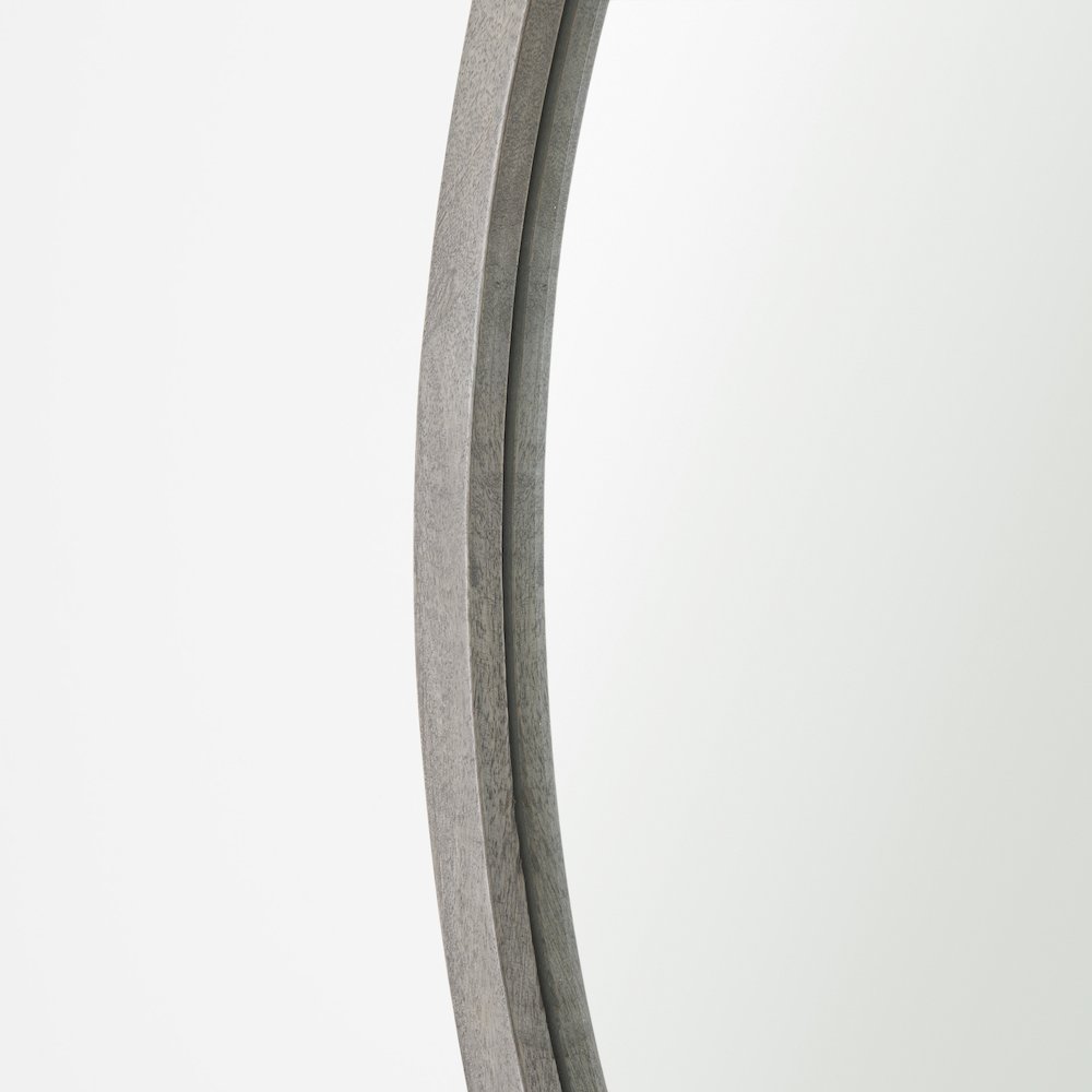 Gambit 46" Round Gray Wash Wood Frame Wall Mirror. Picture 6