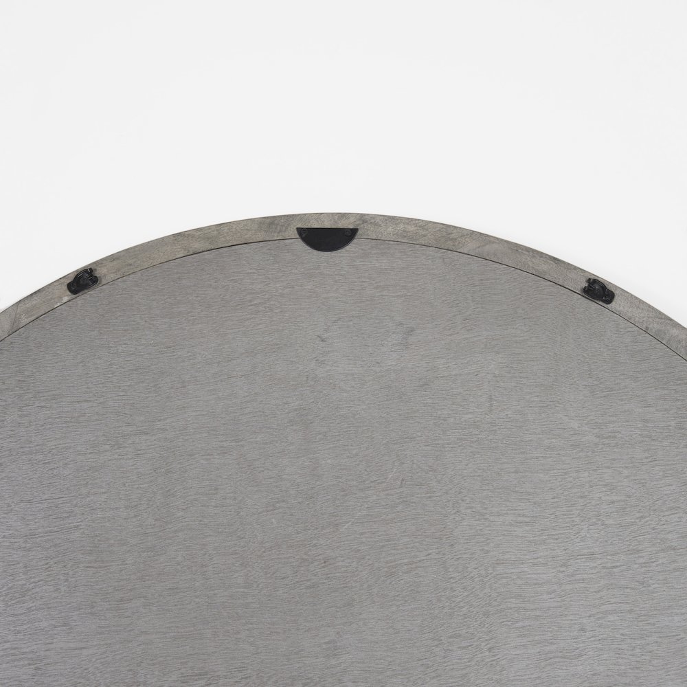 Gambit 46" Round Gray Wash Wood Frame Wall Mirror. Picture 8