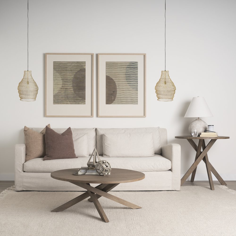 Halycon 16.0L x 16.0W x 20.0H Gold Mesh and Iron Pendant Light. Picture 2