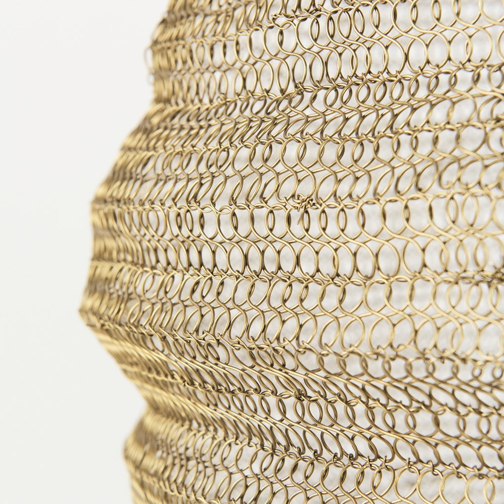 Halycon 16.0L x 16.0W x 20.0H Gold Mesh and Iron Pendant Light. Picture 7