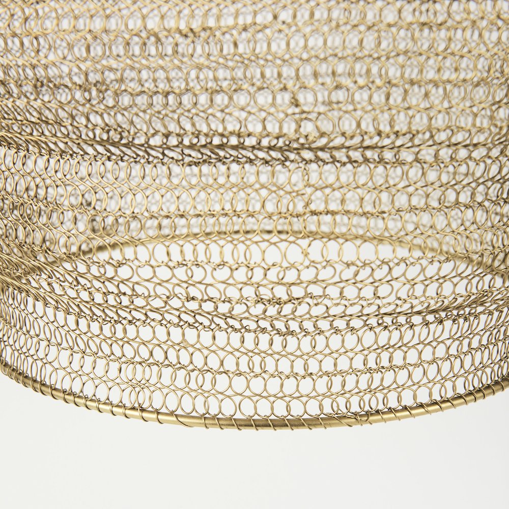 Halycon 16.0L x 16.0W x 20.0H Gold Mesh and Iron Pendant Light. Picture 8