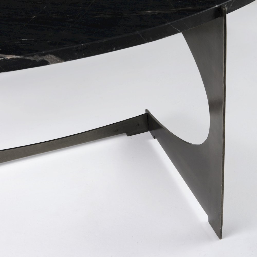 IBlack Marble Top Iron Coffee Table. Picture 3