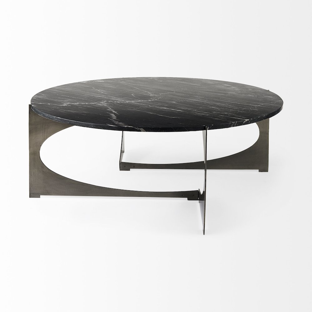 IBlack Marble Top Iron Coffee Table. Picture 7