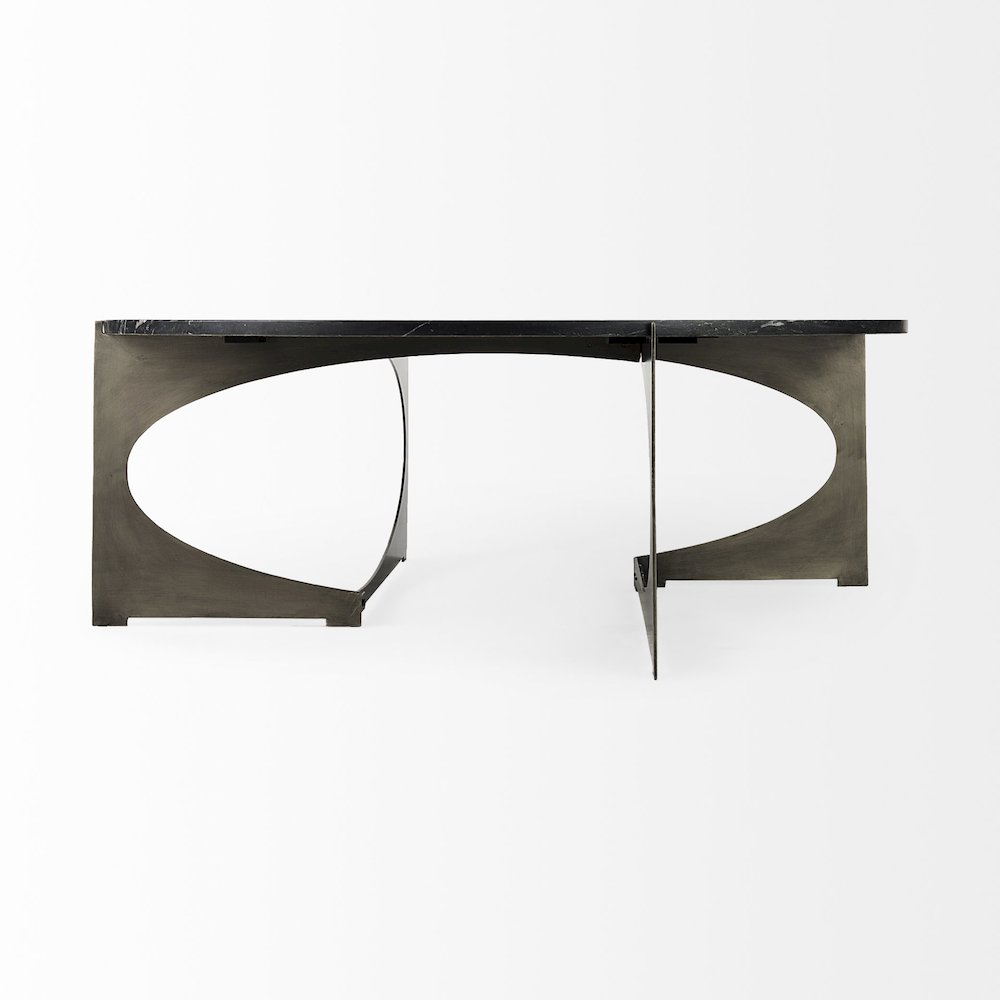 IBlack Marble Top Iron Coffee Table. Picture 9