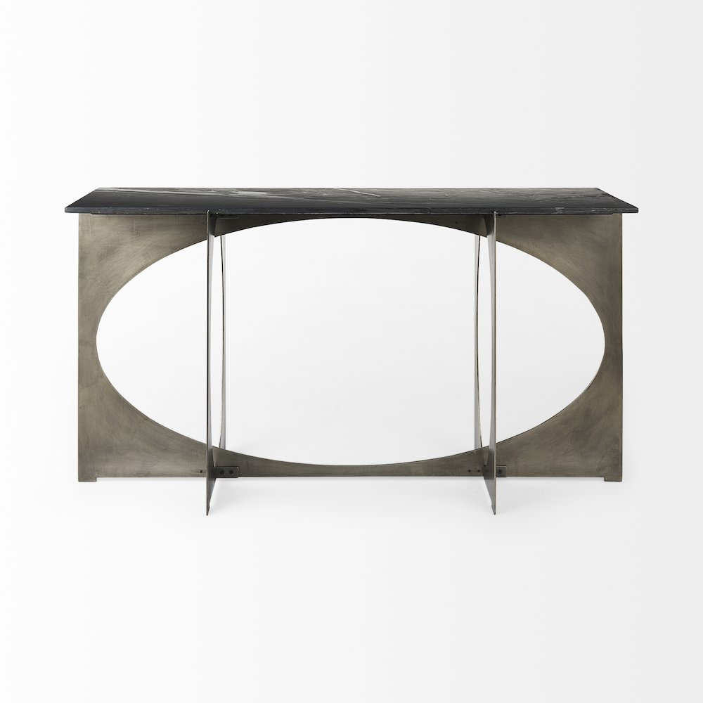 Iv Black Marble Top Iron Console Table. Picture 3