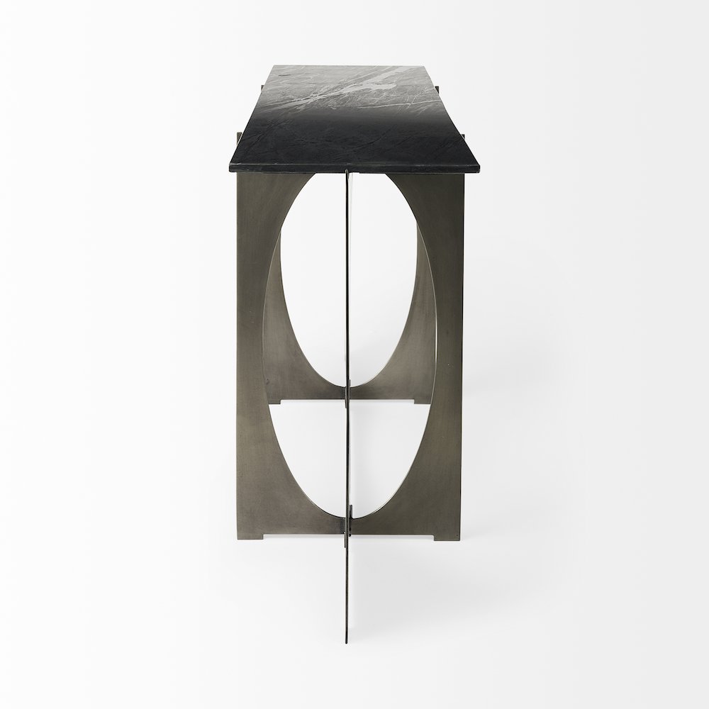 Iv Black Marble Top Iron Console Table. Picture 4