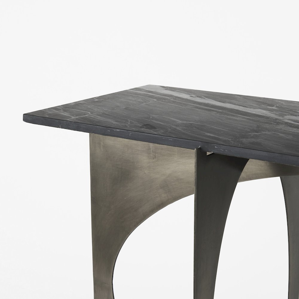 Iv Black Marble Top Iron Console Table. Picture 5