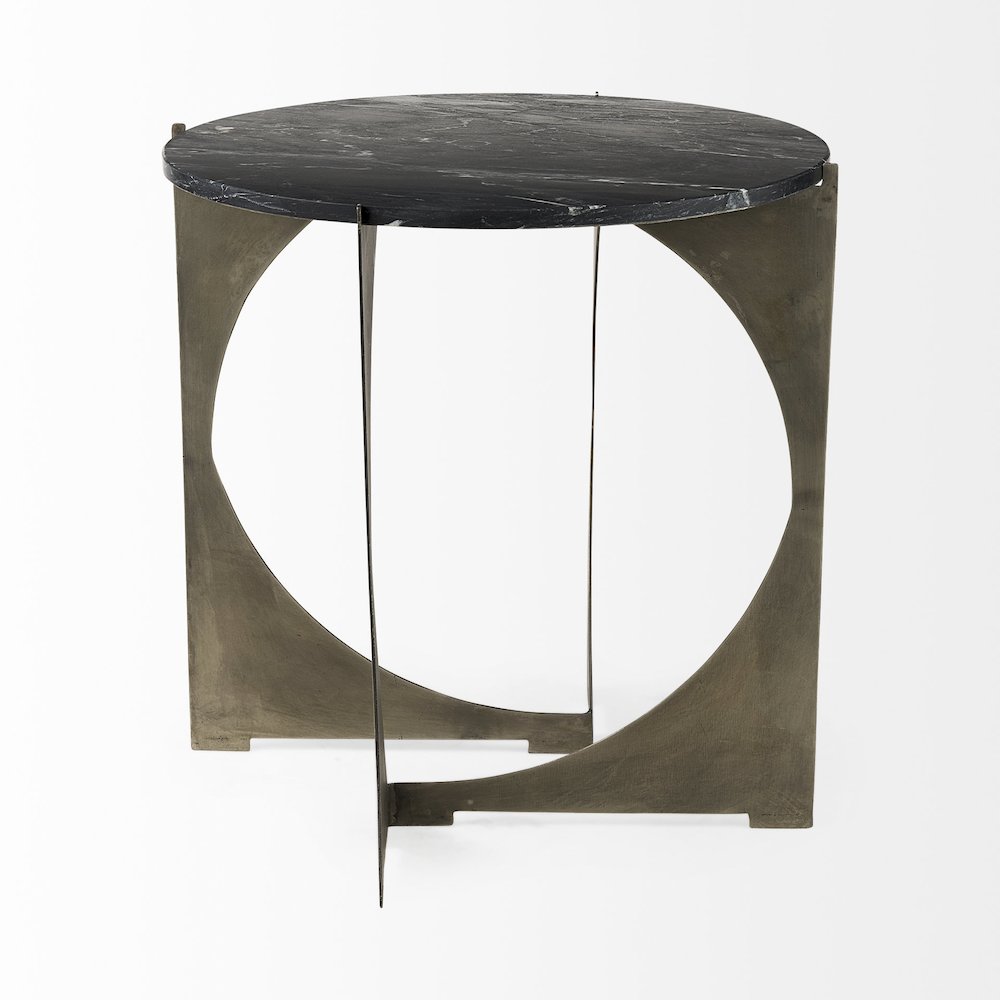 Reinhold 21L x 21W x 21H Black Marble Top Iron Side Table. Picture 5