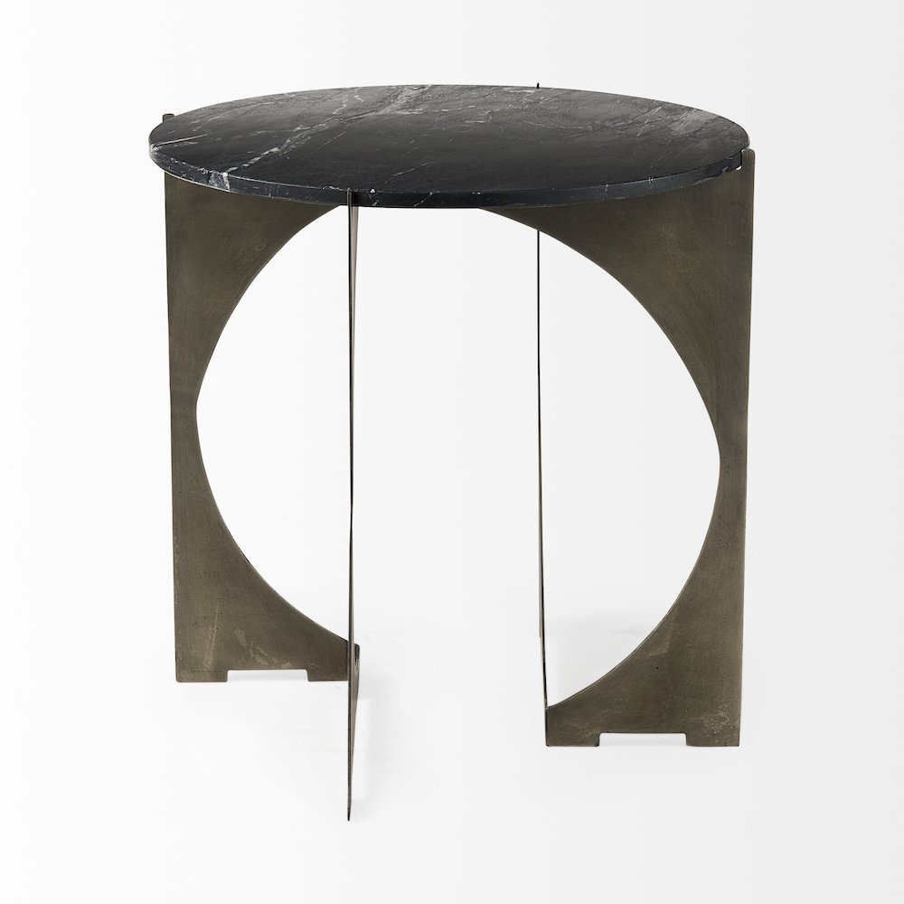 Reinhold 21L x 21W x 21H Black Marble Top Iron Side Table. Picture 6