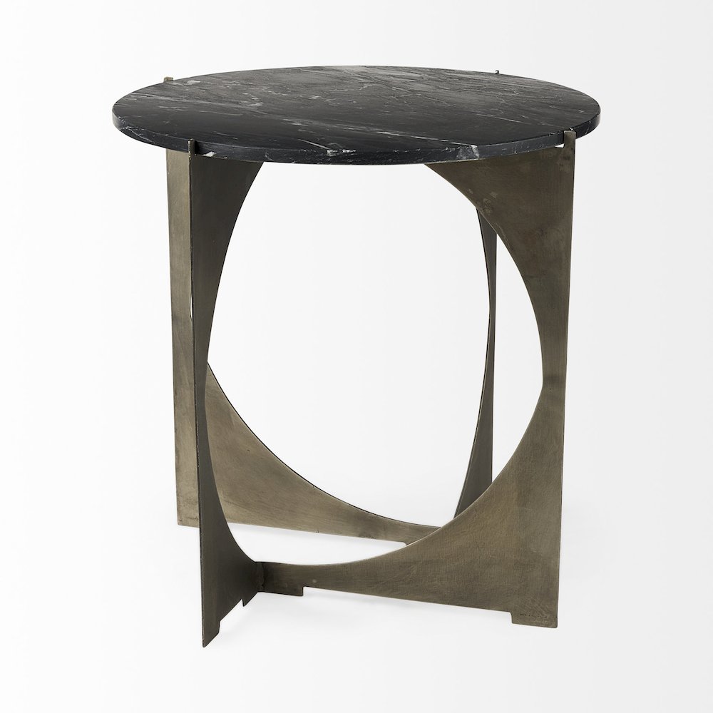 Reinhold 21L x 21W x 21H Black Marble Top Iron Side Table. Picture 7