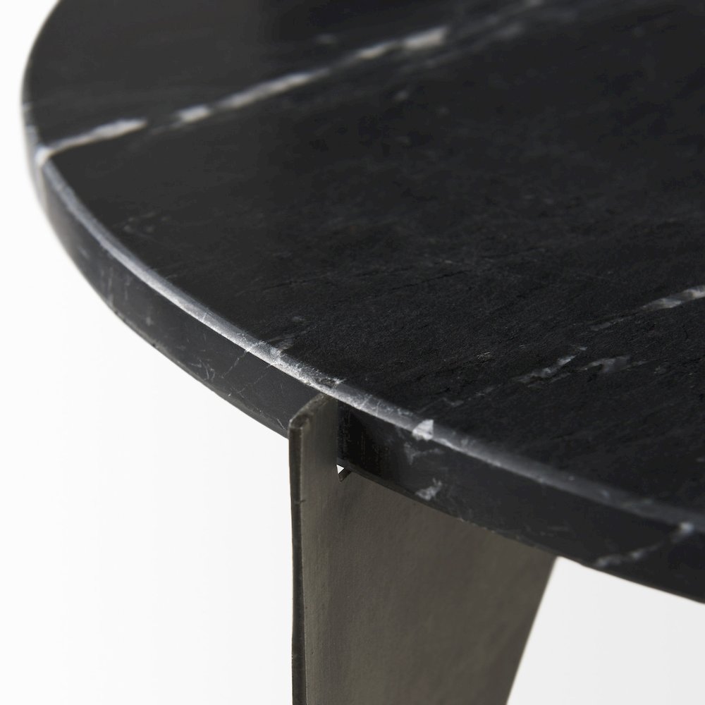 Reinhold 21L x 21W x 21H Black Marble Top Iron Side Table. Picture 9