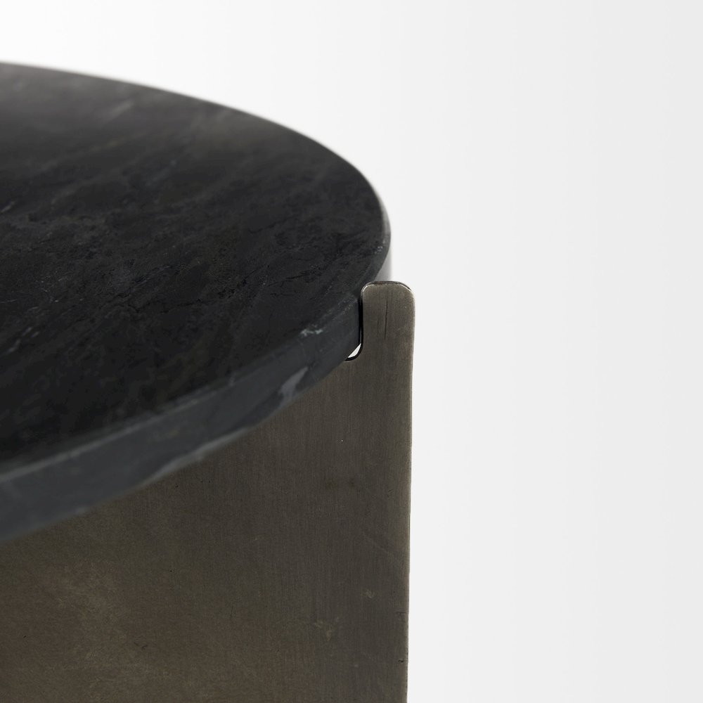 Reinhold 21L x 21W x 21H Black Marble Top Iron Side Table. Picture 10
