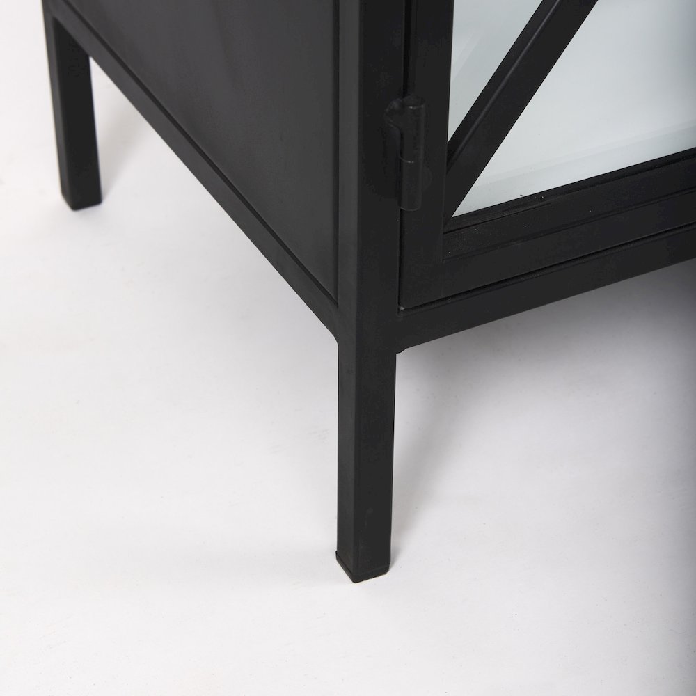 Aurelia 79.0L x 16.0W x 33.0H Black and White Metal Four Door Glass Cabinet. Picture 4