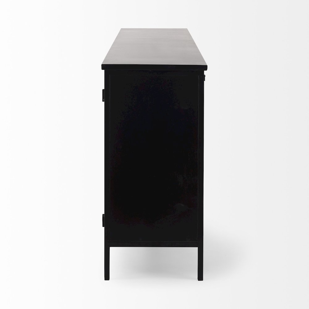 Aurelia 79.0L x 16.0W x 33.0H Black and White Metal Four Door Glass Cabinet. Picture 8