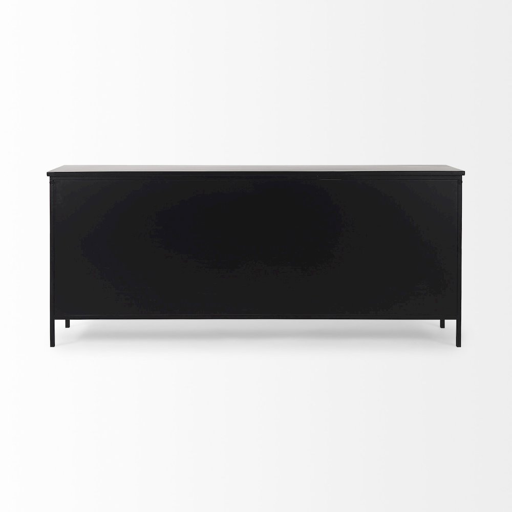 Aurelia 79.0L x 16.0W x 33.0H Black and White Metal Four Door Glass Cabinet. Picture 9