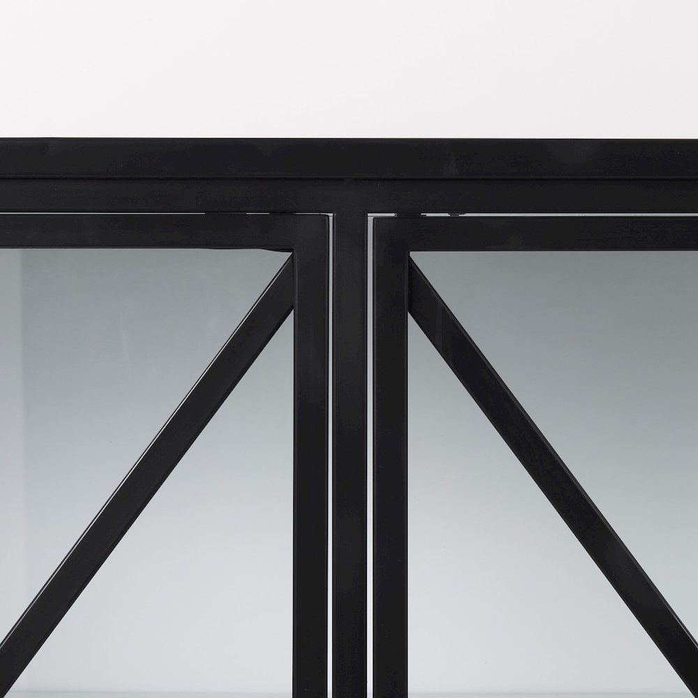 Aurelia 79.0L x 16.0W x 33.0H Black and White Metal Four Door Glass Cabinet. Picture 11