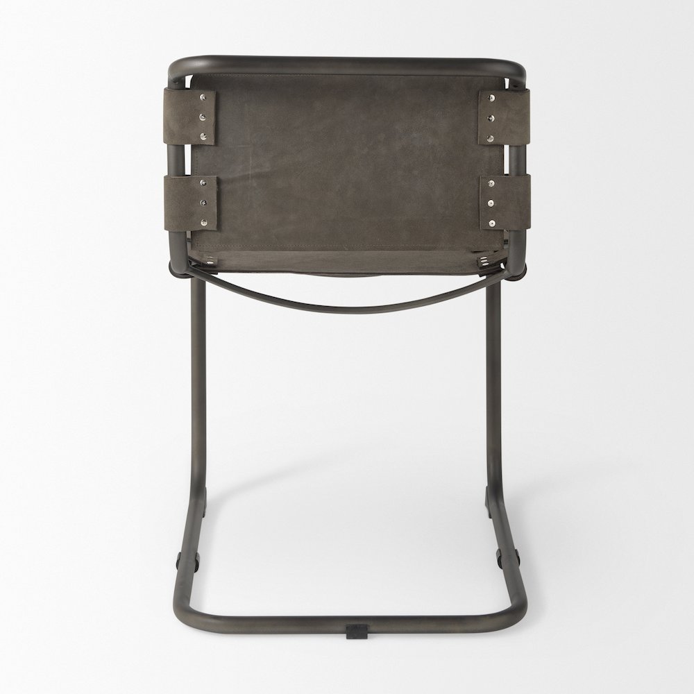33" Total Height Brown/Gray Suede Iron Frame Dining Chair. Picture 7