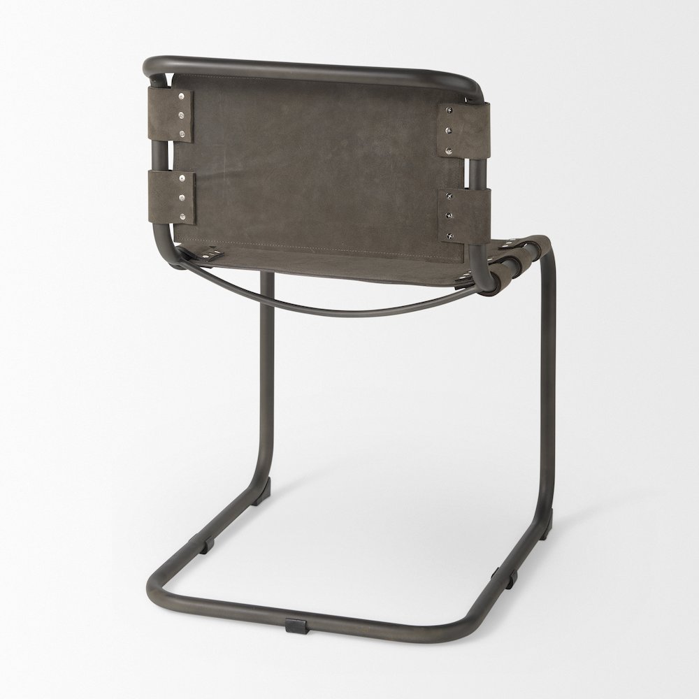 33" Total Height Brown/Gray Suede Iron Frame Dining Chair. Picture 8