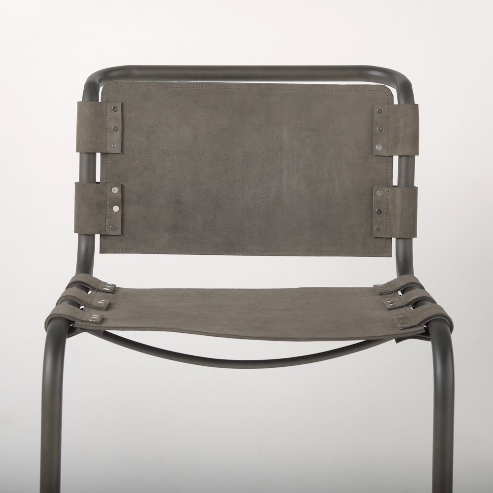 33" Total Height Brown/Gray Suede Iron Frame Dining Chair. Picture 9
