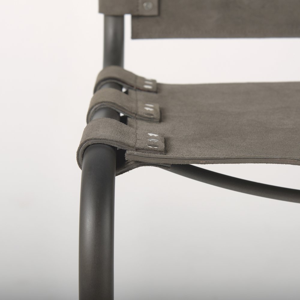 33" Total Height Brown/Gray Suede Iron Frame Dining Chair. Picture 11