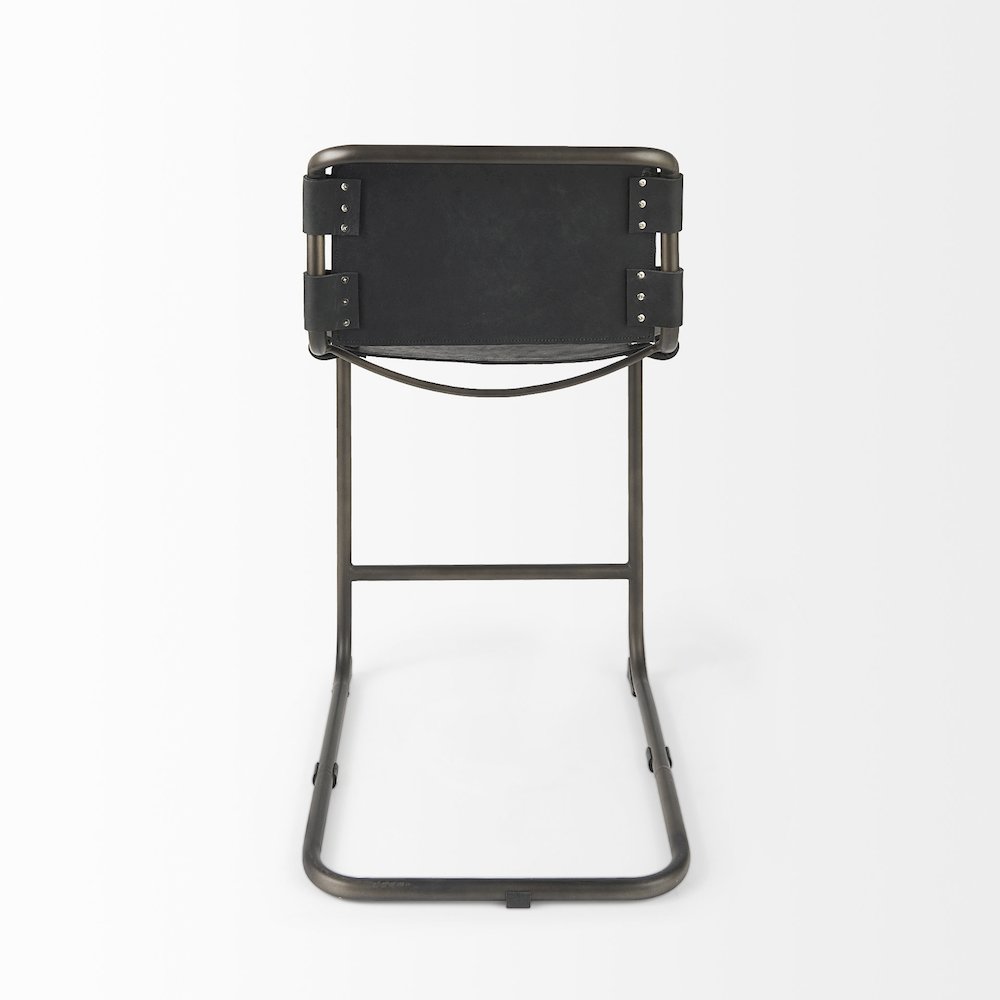 21L X 25W X 38H Black Leather Iron Frame Counter Stool. Picture 7