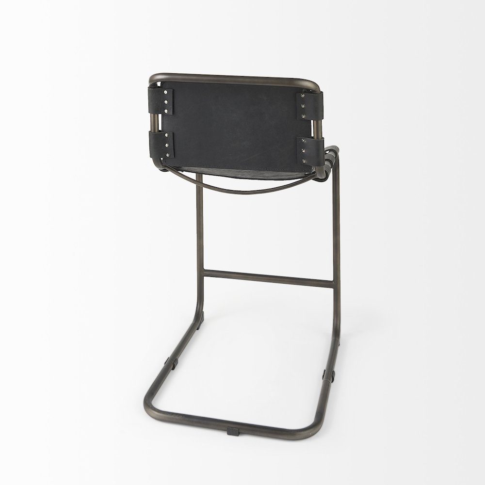 21L X 25W X 38H Black Leather Iron Frame Counter Stool. Picture 8