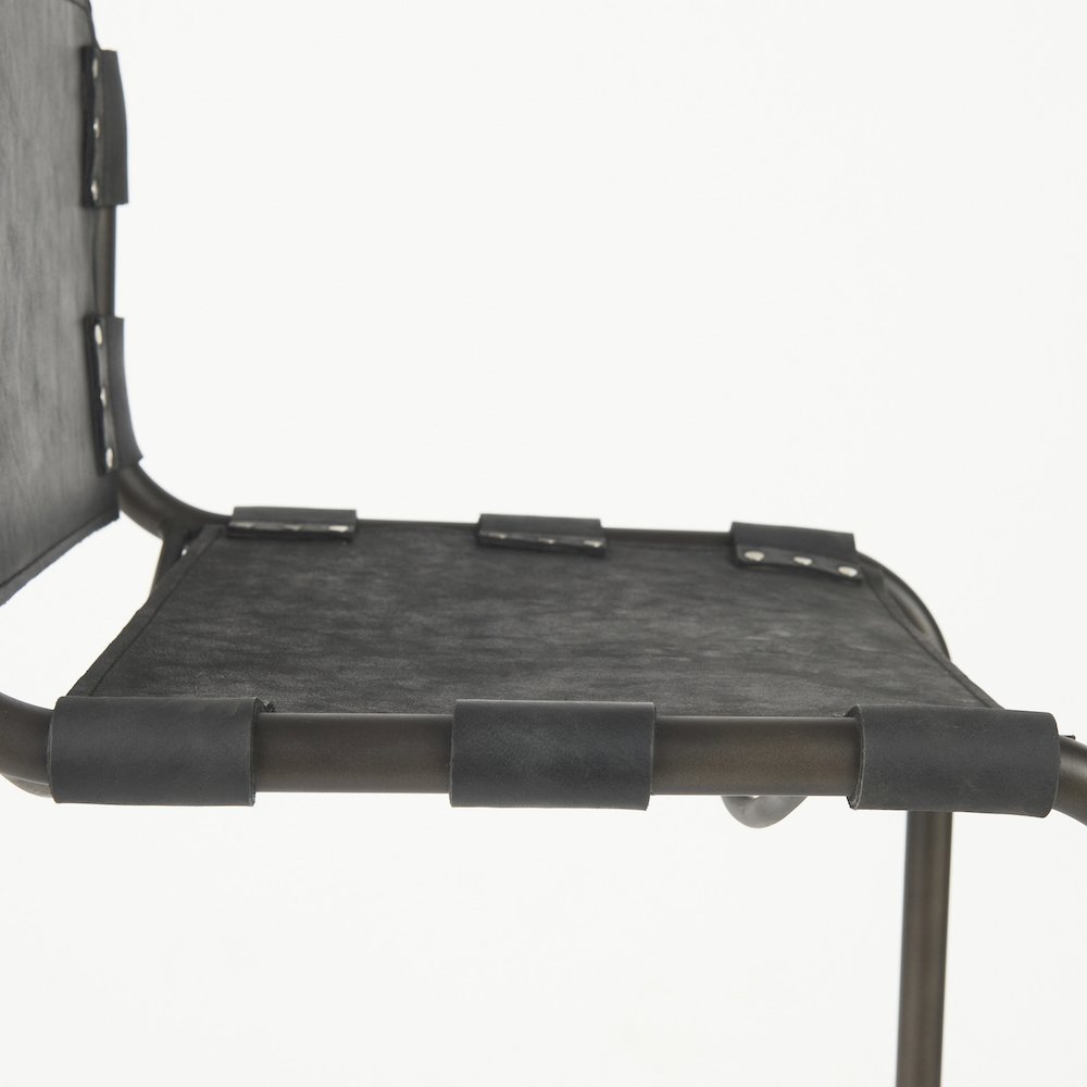 43" Total Height Black Leather Iron Frame Bar Stool. Picture 10