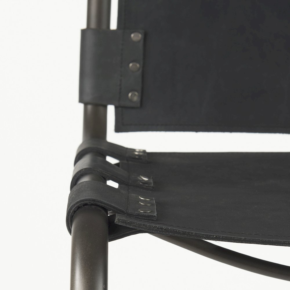 43" Total Height Black Leather Iron Frame Bar Stool. Picture 11