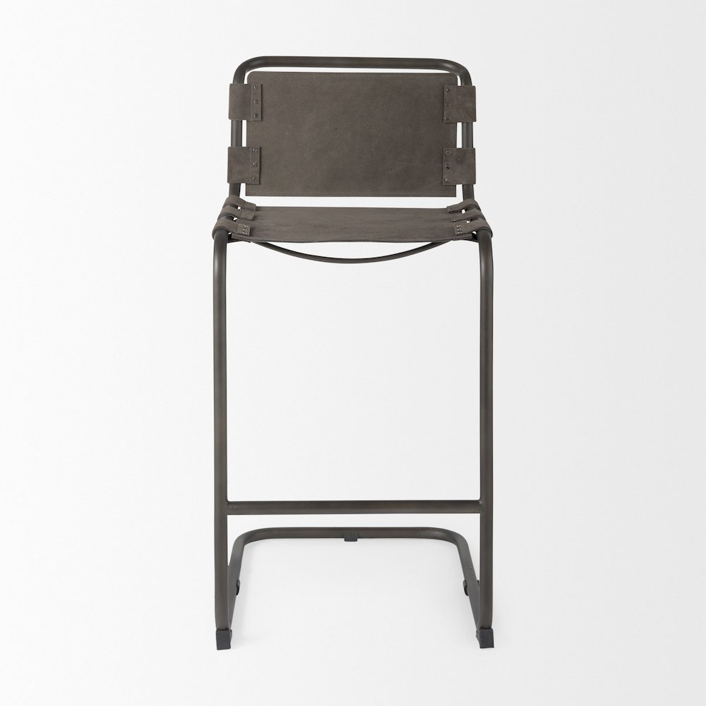 43" Total Height Brown/Gray Suede Iron Frame Bar Stool. Picture 5