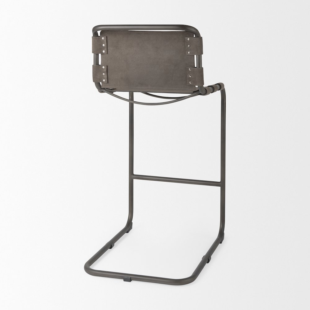 43" Total Height Brown/Gray Suede Iron Frame Bar Stool. Picture 8
